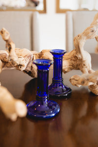 blue-glass candlestick