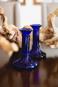 blue-glass candlestick