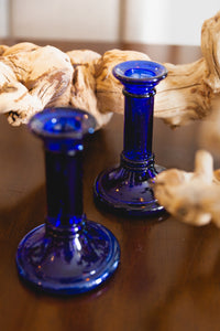 blue-glass candlestick