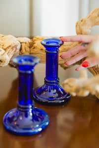 blue-glass candlestick