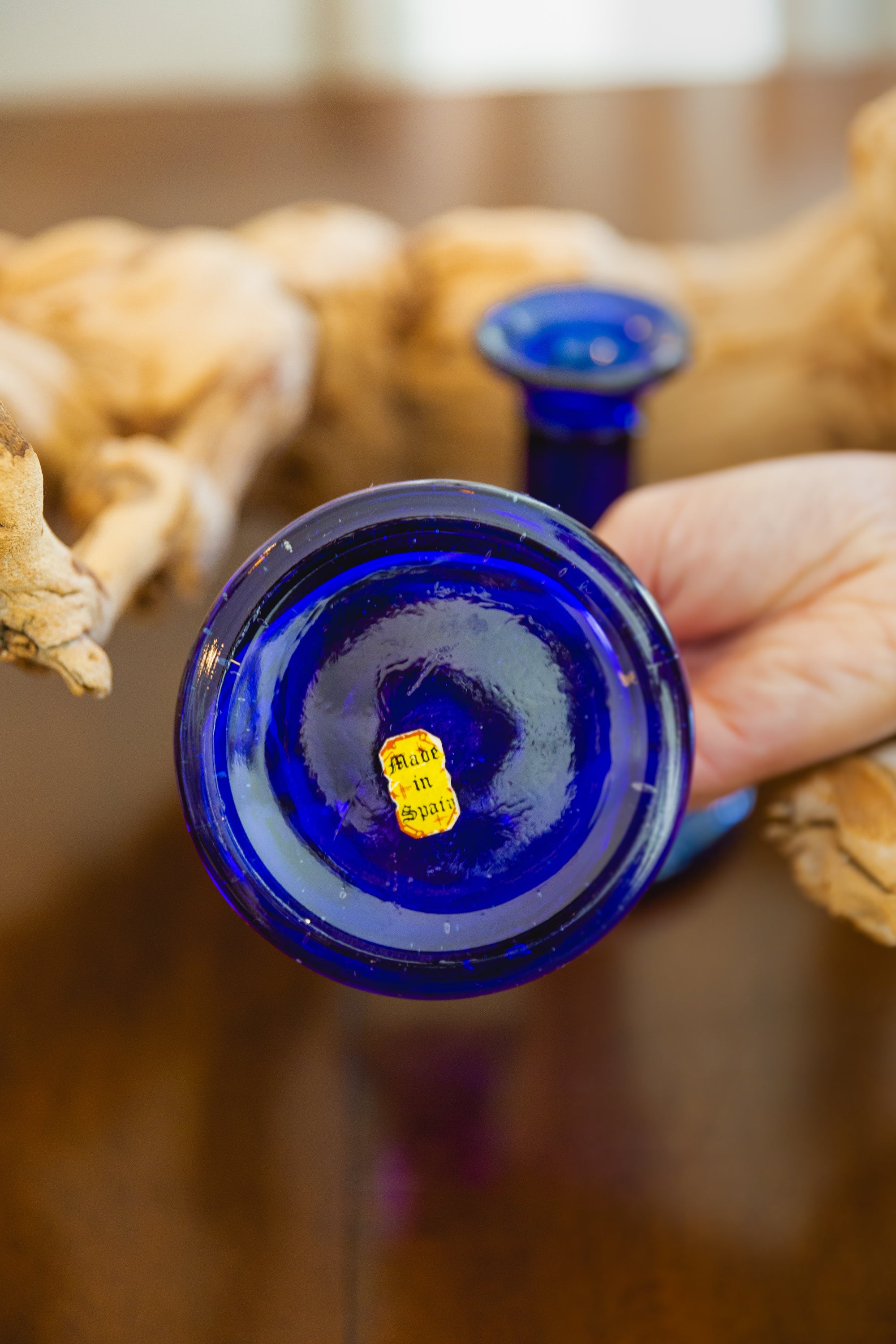 blue-glass candlestick