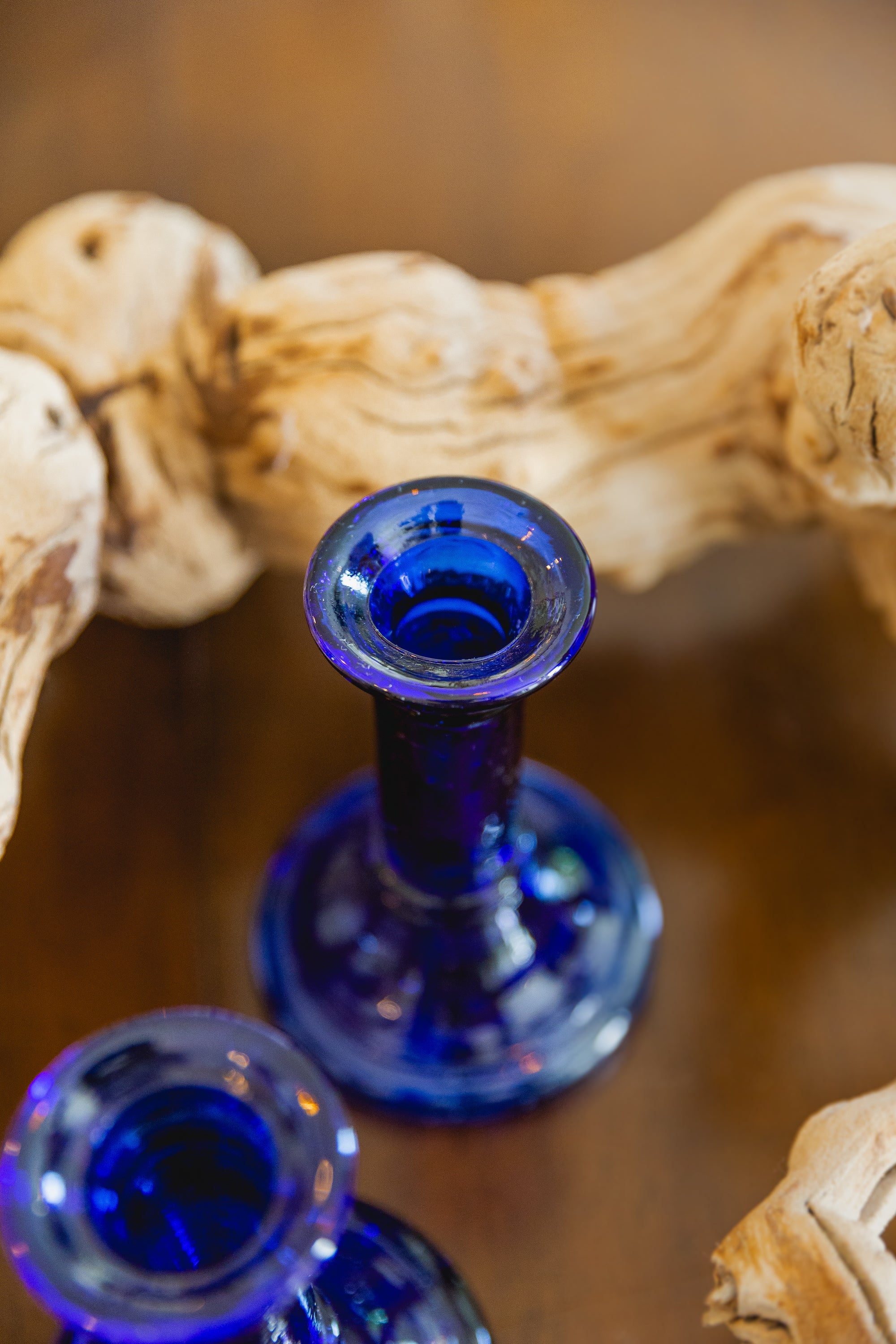 blue-glass candlestick